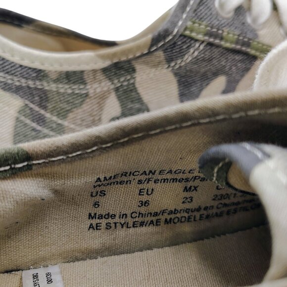 American Eagle Camouflage Platform Sneakers | Size 6 | Camo Canvas Lace-Up - Picture 6 of 6